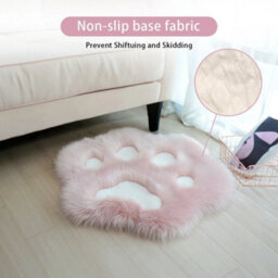 Pink&white Cute Cat-Claw Shaped Soft Shaggy Rug Plush Floor Carpet Mat Fluffy Rugs Non-Slip - thumbnail 6