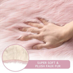 Pink&white Cute Cat-Claw Shaped Soft Shaggy Rug Plush Floor Carpet Mat Fluffy Rugs Non-Slip - thumbnail 5