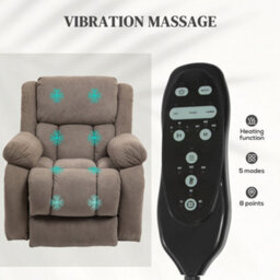 Homcom Power Lift Recliner Chair, Reclining Chair With Massage, Light Brown - thumbnail 5