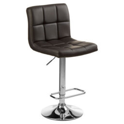 Orsina Adjustable Height Quilted Bar Stool With Chrome Base, Comfortable Bar Chair, Sleek Modern Bar Stool - thumbnail 2