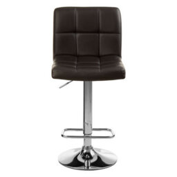 Orsina Adjustable Height Quilted Bar Stool With Chrome Base, Comfortable Bar Chair, Sleek Modern Bar Stool - thumbnail 1