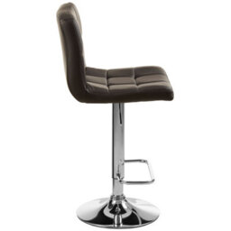 Orsina Adjustable Height Quilted Bar Stool With Chrome Base, Comfortable Bar Chair, Sleek Modern Bar Stool - thumbnail 3