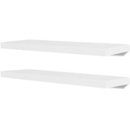 Berkfield 2 White Mdf Floating Wall Display Shelves Book/dvd Storage - thumbnail 2