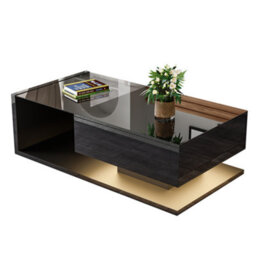 Matteo Modern High-Gloss Black Coffee Table With 16-Colour Led Lighting - thumbnail 1