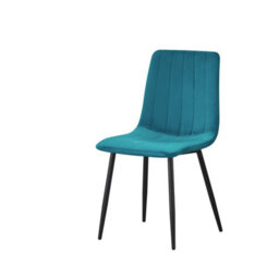 Mof Dining Chairs Set Of 6 Velvet Dining Chair With Padded Seat And Backrest, Sturdy Metal Legs Teal Stripe - thumbnail 4