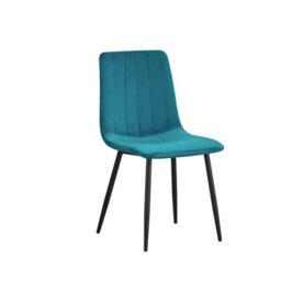 Mof Dining Chairs Set Of 6 Velvet Dining Chair With Padded Seat And Backrest, Sturdy Metal Legs Teal Stripe - thumbnail 2