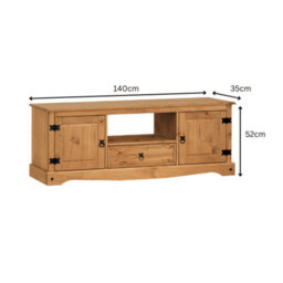Mercers Furniture Corona 2 Door 1 Drawer Widescreen Tv Media Unit Solid Pine With Mexican Styling - thumbnail 4