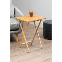 Orsina Space Saving Veneer Top Snack Table With White Top, Stylish Side Tables For Living Room, Coffee Table - thumbnail 5