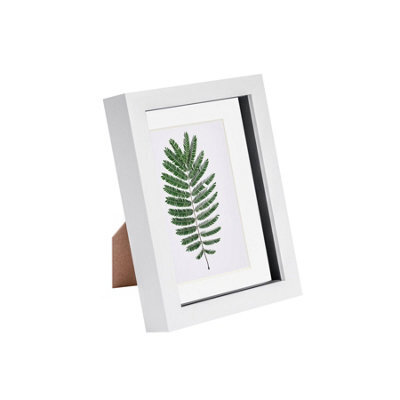 "Nicola Spring 5 X 7"" Photo Frame - White/white Mount - 3D Photo Frame Picture Frame Box Portrait Display Case (20 X 15Cm)" - image 1