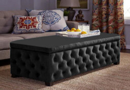 100Cm Empire Ottoman Storage Box - Steel Grey  Plush Velvet Chesterfield Upholstered Coffee Table - thumbnail 1