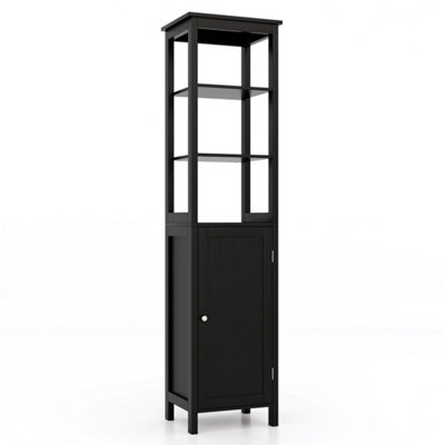 Black Slim Tall Bathroom Storage Cabinet With Shelves - image 1