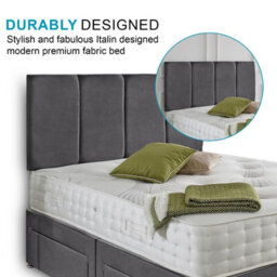 Dining Tables Zanzibar Headboard Divan Set , 2 Drawer On Same Side With Sprung 1500 Comfort Mattress - Plush Steel - Double - thumbnail 3