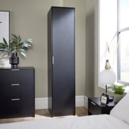 Home Source Phoenix 1 Door Wardrobe Storage Black Bedroom Furniture - thumbnail 3