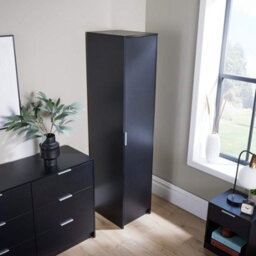 Home Source Phoenix 1 Door Wardrobe Storage Black Bedroom Furniture - thumbnail 2
