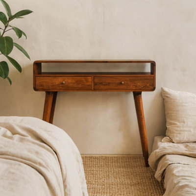 Wyld Haus Ostuni Chestnut Mango Wood Console Table 2 Drawers Open Shelf 900 X 350 X 900 mm - image 1