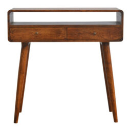 Wyld Haus Ostuni Chestnut Mango Wood Console Table 2 Drawers Open Shelf 900 X 350 X 900 mm - thumbnail 2