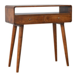 Wyld Haus Ostuni Chestnut Mango Wood Console Table 2 Drawers Open Shelf 900 X 350 X 900 mm - thumbnail 3