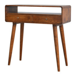 Wyld Haus Ostuni Chestnut Mango Wood Console Table 2 Drawers Open Shelf 900 X 350 X 900 mm - thumbnail 4