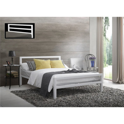 TL Beds Square Tubular White Metal Bed Frame - King Size 5Ft