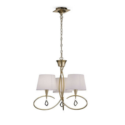 Luminosa Lighting Luminosa Mara Pendant 3 Light E14, French Gold With Ivory White Shades - image 1
