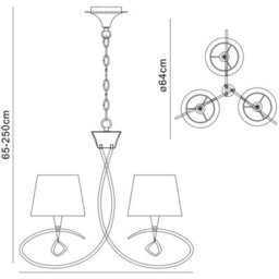 Luminosa Lighting Luminosa Mara Pendant 3 Light E14, French Gold With Ivory White Shades - thumbnail 7