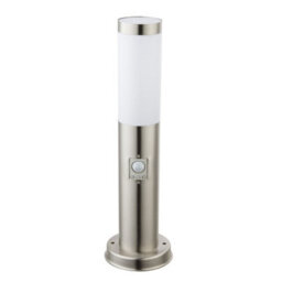 Luminosa Lighting Luminosa Boston Led Pir Outdoor Pedestal Light Stainless Steel Ip44 1X E27 3000K Dawn Dusk Sensor - thumbnail 2
