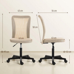 Office Chair, Swivel Desk Chair Adjustable Height Beige - thumbnail 2