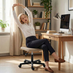 Office Chair, Swivel Desk Chair Adjustable Height Beige - thumbnail 4