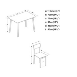 Rustic Oak Compact Rectangular Dining Table And 4 Chairs Set For Space Saving Kitchen - thumbnail 2