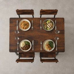 Rustic Oak Compact Rectangular Dining Table And 4 Chairs Set For Space Saving Kitchen - thumbnail 5