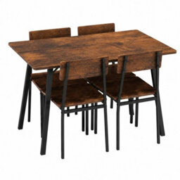 Rustic Oak Compact Rectangular Dining Table And 4 Chairs Set For Space Saving Kitchen - thumbnail 6