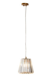Orsina Bronze Cone Pendant Light, Geometric Crystal Glass Shade, Contemporary Boutique Fixture For Dining Room - thumbnail 3