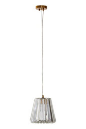 Orsina Bronze Cone Pendant Light, Geometric Crystal Glass Shade, Contemporary Boutique Fixture For Dining Room - thumbnail 4