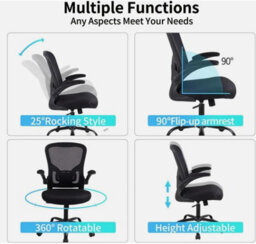 Mesh Ergonomic Home Office Chair Computer Adjustable Height Desk Chair Black - thumbnail 5