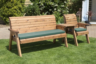 Charles Taylor Trading Four Seater Companion Set Straight With Cushions - W260 X D74 X H98 - Fully Assembled - Green - image 1