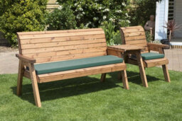 Charles Taylor Trading Four Seater Companion Set Straight With Cushions - W260 X D74 X H98 - Fully Assembled - Green - thumbnail 2