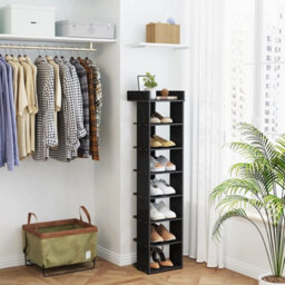 Black 7-Tier Narrow Shoe Storage Rack - thumbnail 4