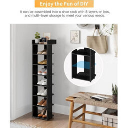 Black 7-Tier Narrow Shoe Storage Rack - thumbnail 3