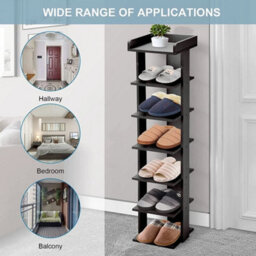 Black 7-Tier Narrow Shoe Storage Rack - thumbnail 2