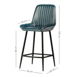 Where Saints Go Ltd Brooklyn Bar Stools, Pack Of 2, Blue Ribbed Buffalo Leather, Black Metal Frames, 66Cm By Where Saints Go - thumbnail 9