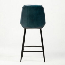 Where Saints Go Ltd Brooklyn Bar Stools, Pack Of 2, Blue Ribbed Buffalo Leather, Black Metal Frames, 66Cm By Where Saints Go - thumbnail 5