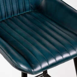 Where Saints Go Ltd Brooklyn Bar Stools, Pack Of 2, Blue Ribbed Buffalo Leather, Black Metal Frames, 66Cm By Where Saints Go - thumbnail 6