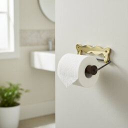 Oakcrafts - Solid Brass Wire Toilet Roll Holder - 140mm - thumbnail 2
