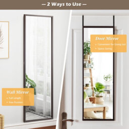 Costway 2 In1 Full Length Mirror Over The Door Dressing Mirror Wall Mounted Makeup - thumbnail 3