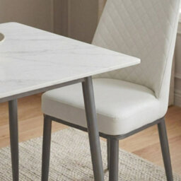 Home Luxe Interiors Oxford White Ceramic Dining Table And 4 White Upholstered Chairs Set - thumbnail 8