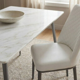 Home Luxe Interiors Oxford White Ceramic Dining Table And 4 White Upholstered Chairs Set - thumbnail 7