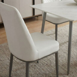 Home Luxe Interiors Oxford White Ceramic Dining Table And 4 White Upholstered Chairs Set - thumbnail 5