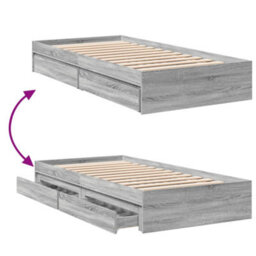 Berkfield Bed Frame With Drawers Without Mattress Grey Sonoma 75X190 Cm Small Single - thumbnail 7