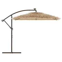 Walplus Garden Parasol With Steel Pole Brown 246X246X230 Cm - thumbnail 4
