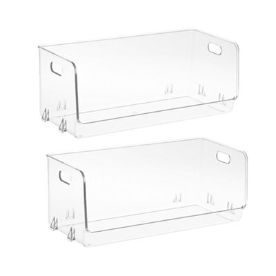 Living And Home 2Pcs Stackable Transparent Desktop Storage Boxes Multifunctional Organiser, 33Cm W X 14.5Cm D X 12.5Cm H - image 1